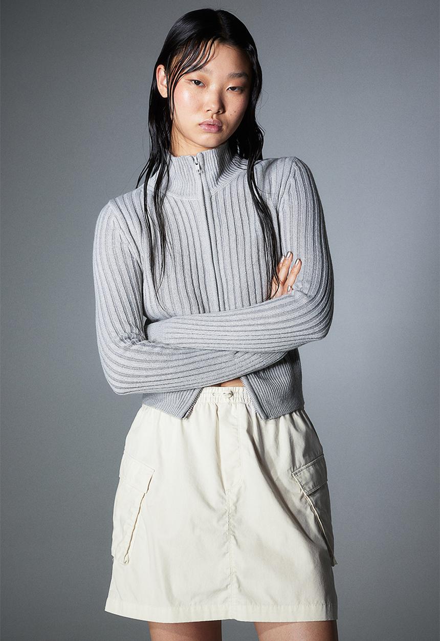 H&M - Poplin parachute skirt - white