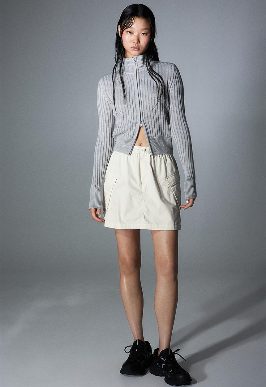 H&M - Poplin parachute skirt - white