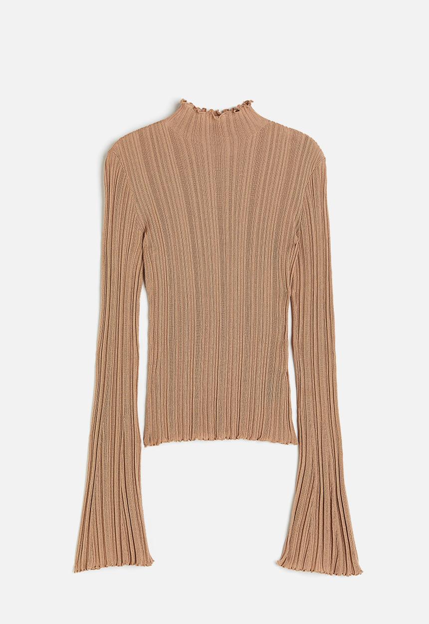 H&M - Rib-knit turtleneck top - beige