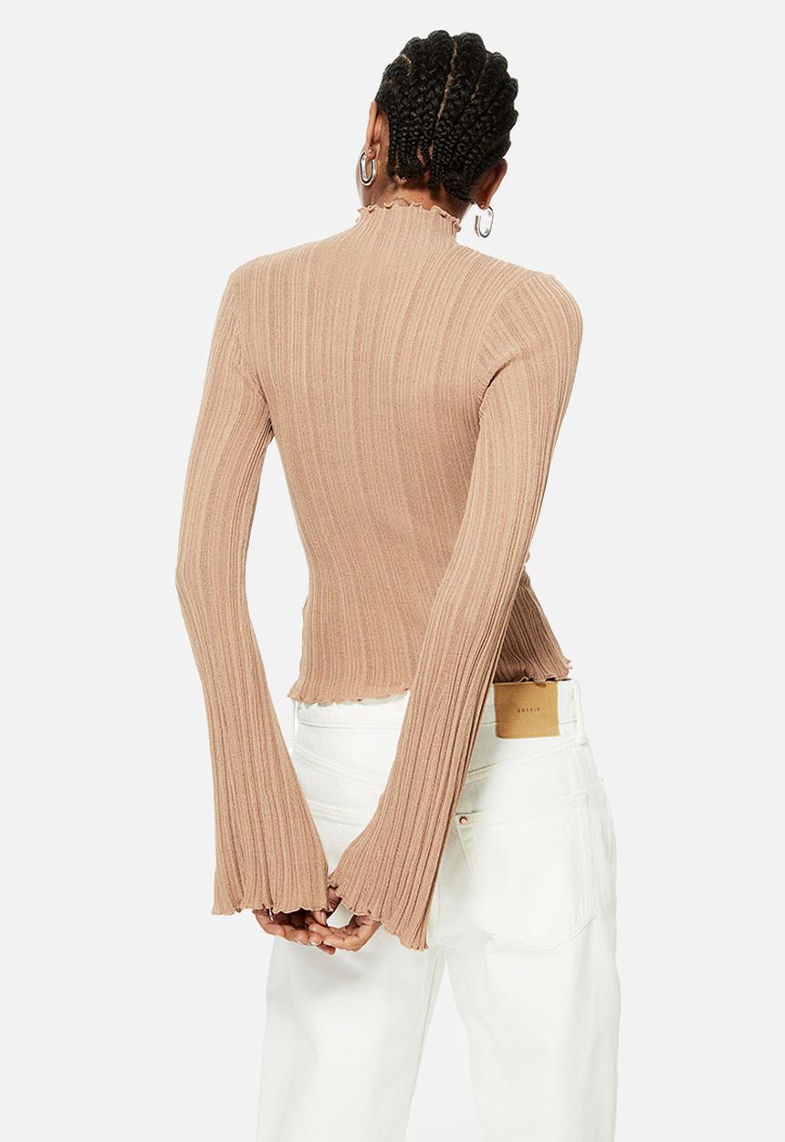 H&M - Rib-knit turtleneck top - beige