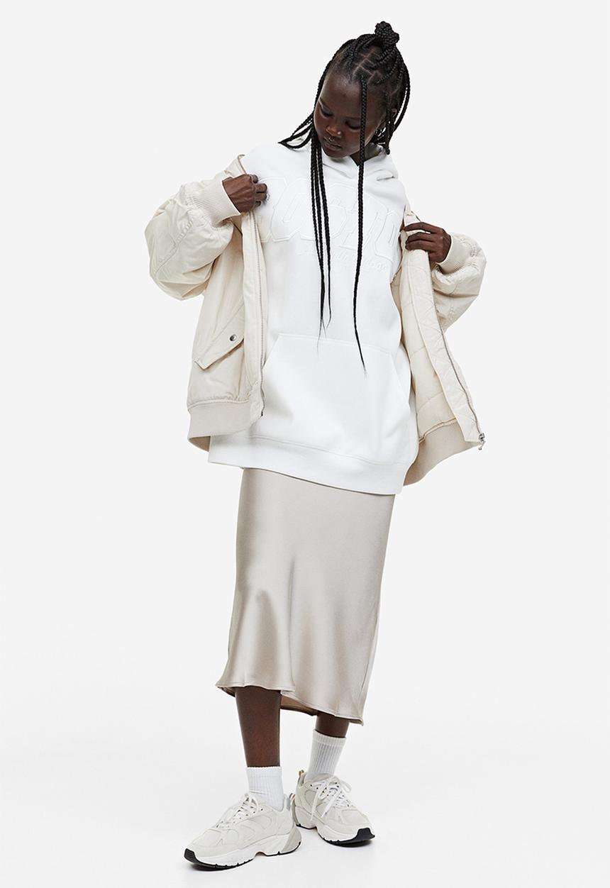 H&M - Oversized appliquéd hoodie - white