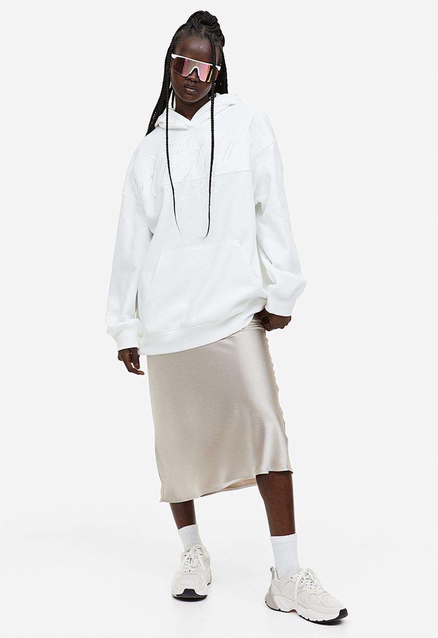 H&M - Oversized appliquéd hoodie - white