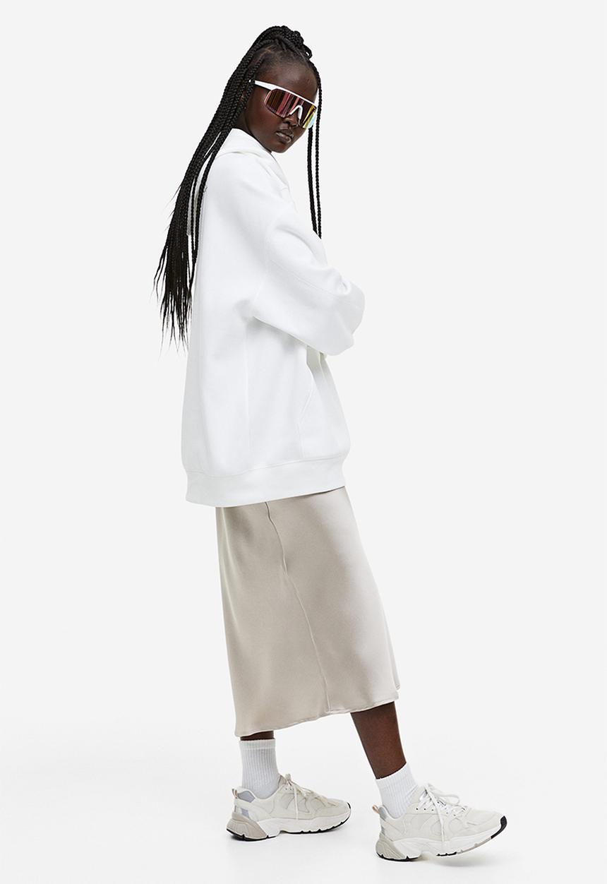 H&M - Oversized appliquéd hoodie - white
