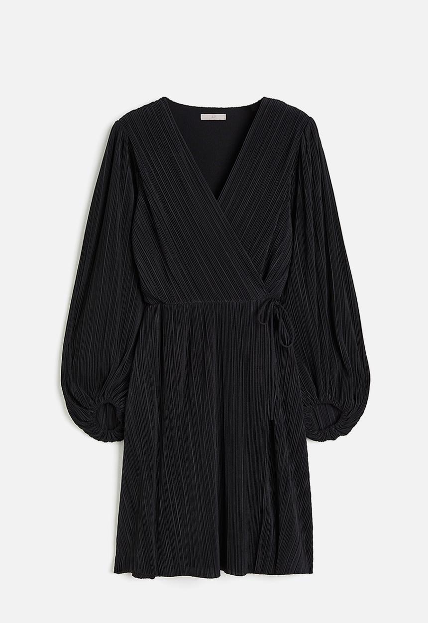 H&M - Plissé wrap dress - black