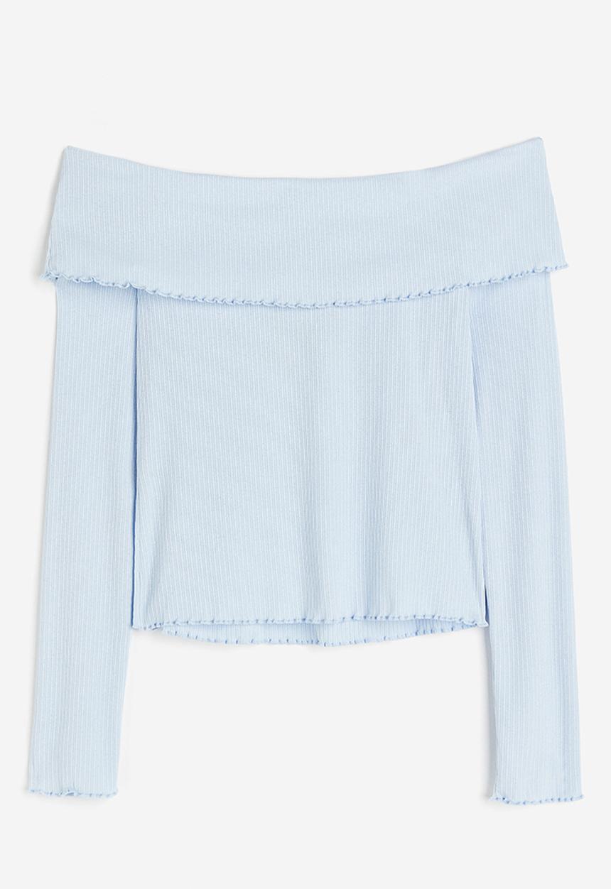 H&M - Ribbed off-the-shoulder top - blue