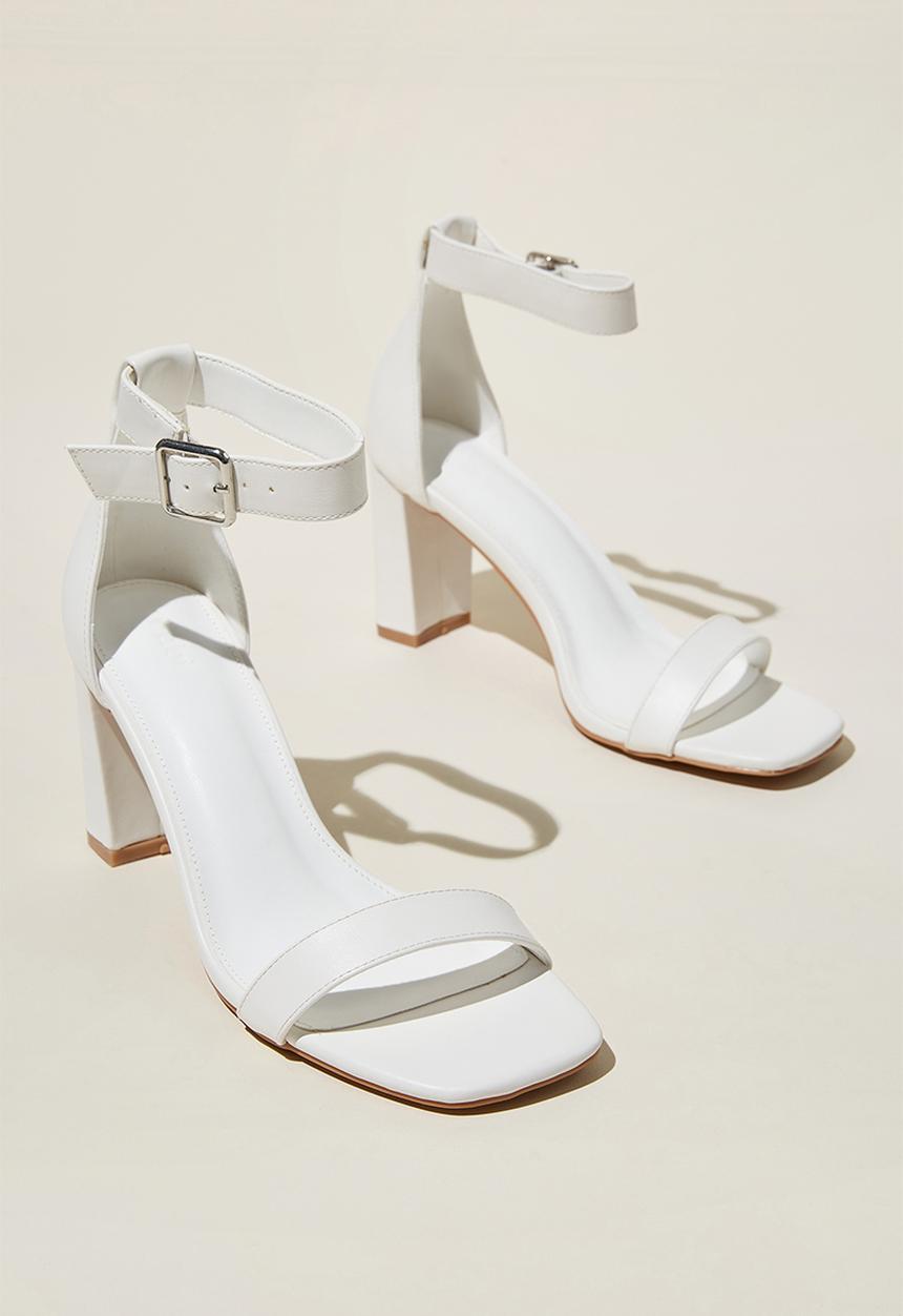 Cotton On - Matilda ankle strap block heel - white vegan leather