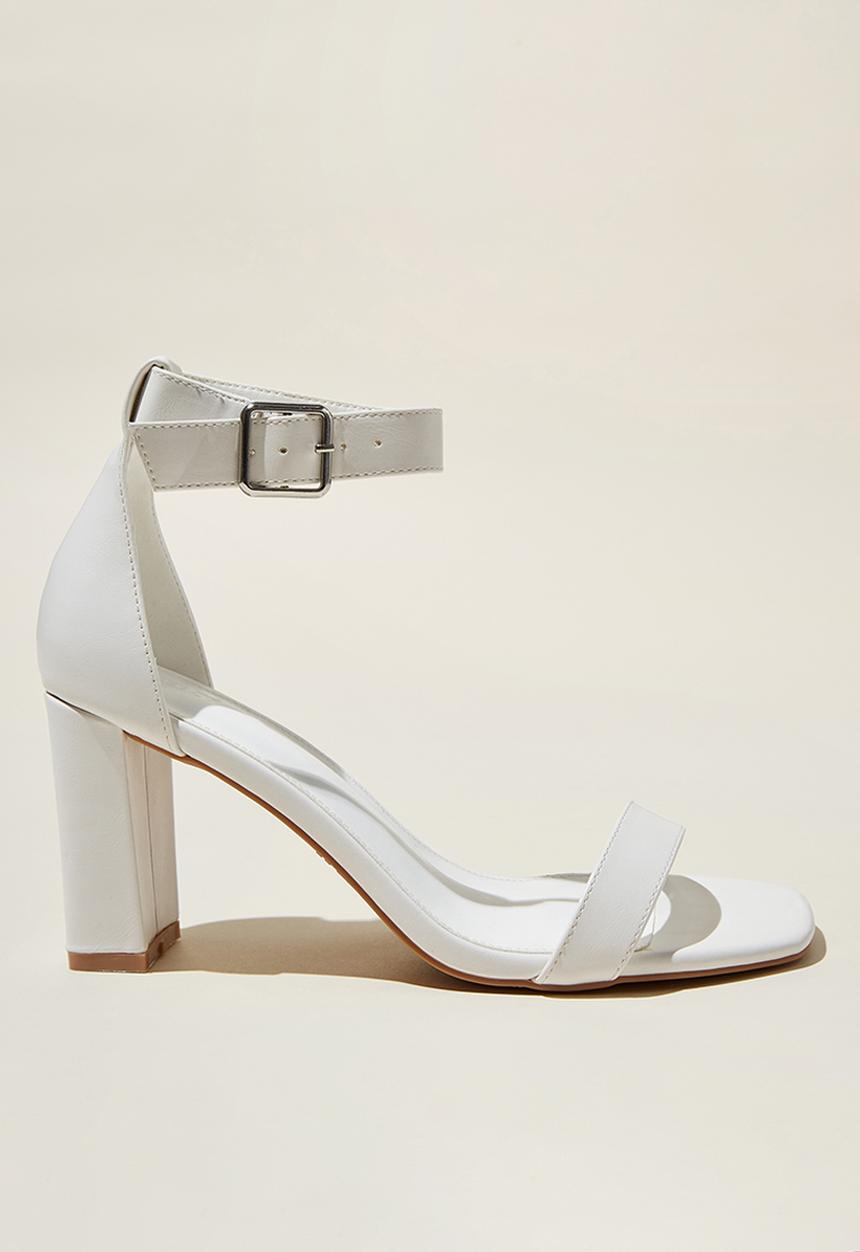 Cotton On - Matilda ankle strap block heel - white vegan leather