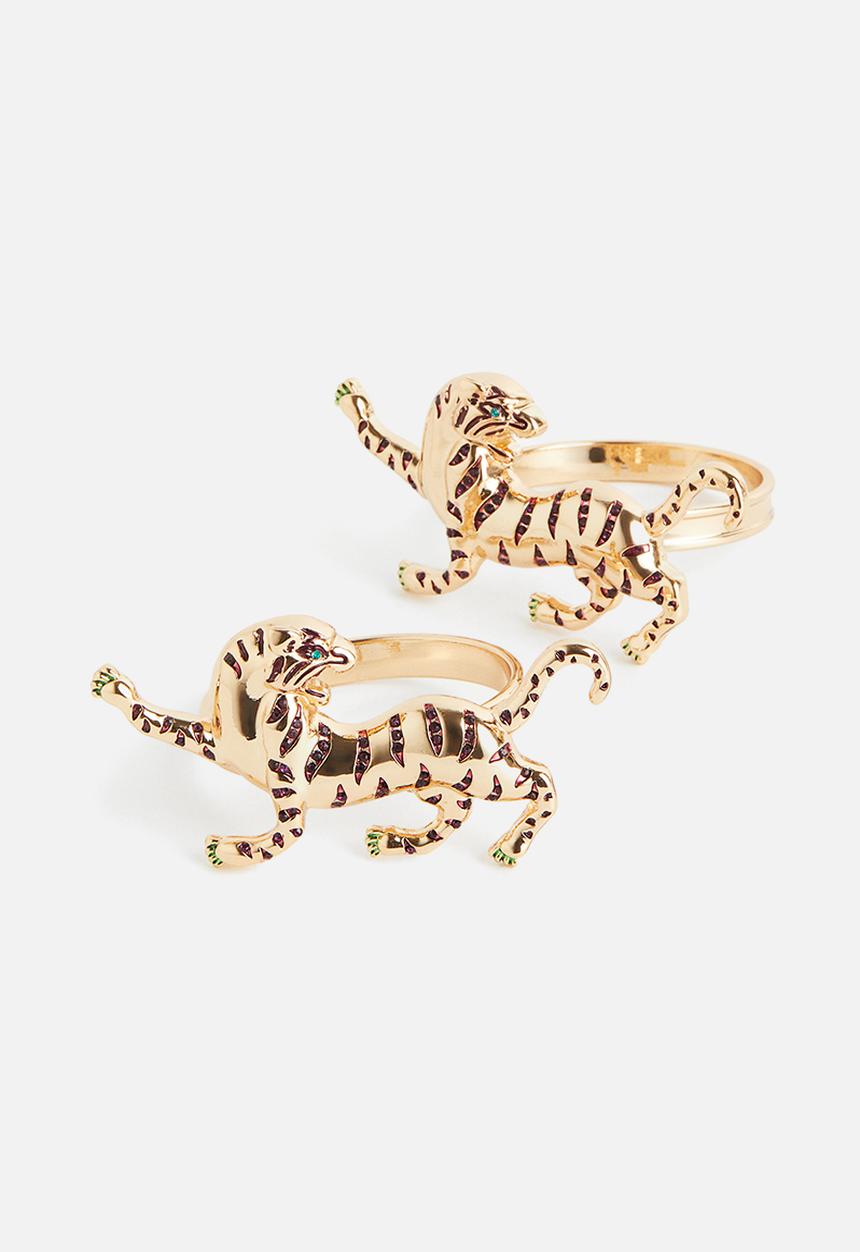 H&M - 2-pack metal napkin rings - red,gold