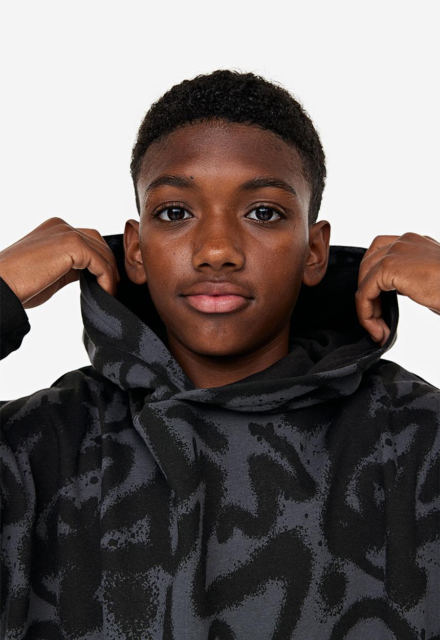 H&M - Patterned hoodie - grey 