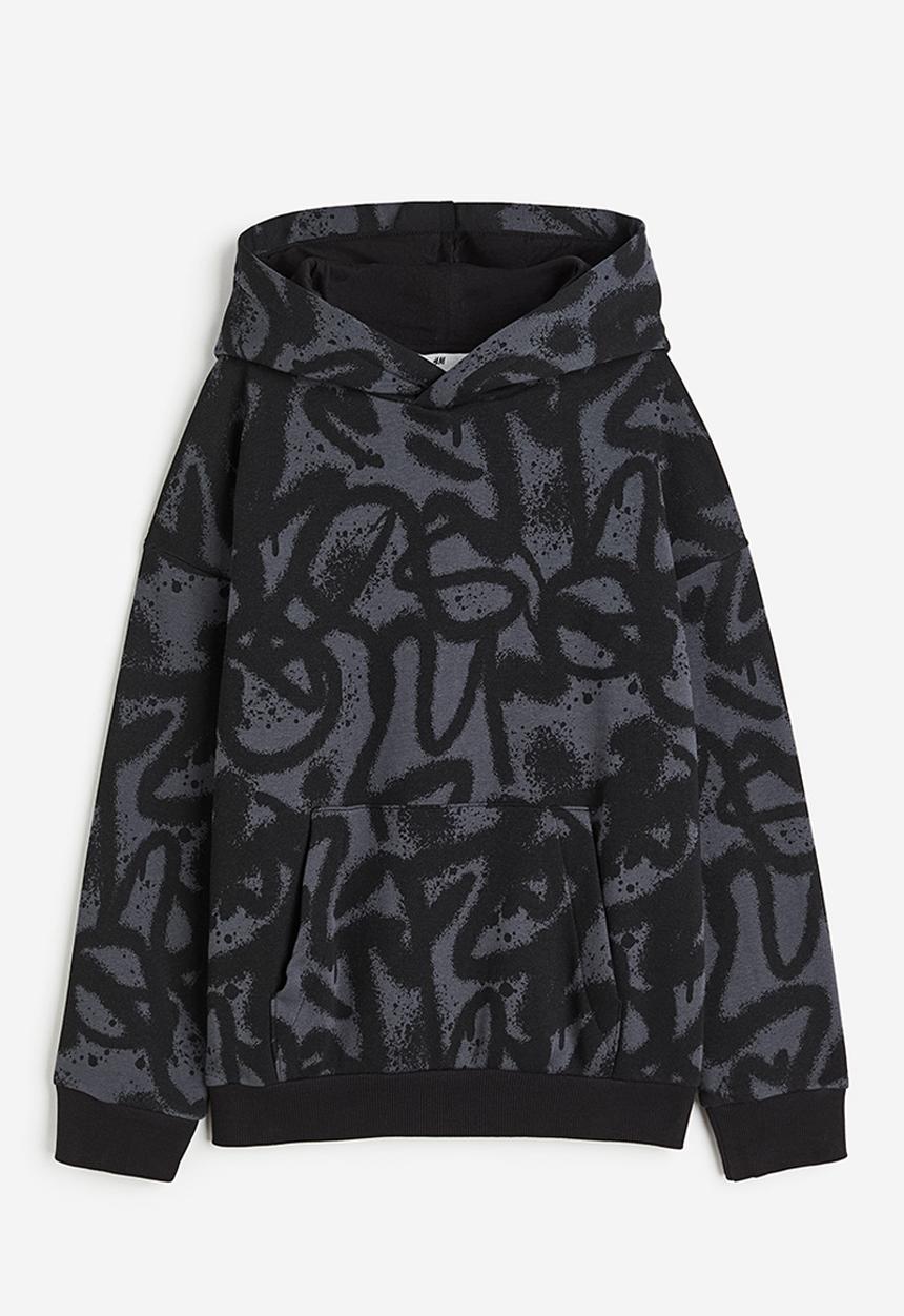 H&M - Patterned hoodie - grey 