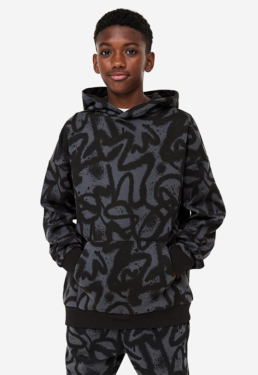 H&M - Patterned hoodie - grey 