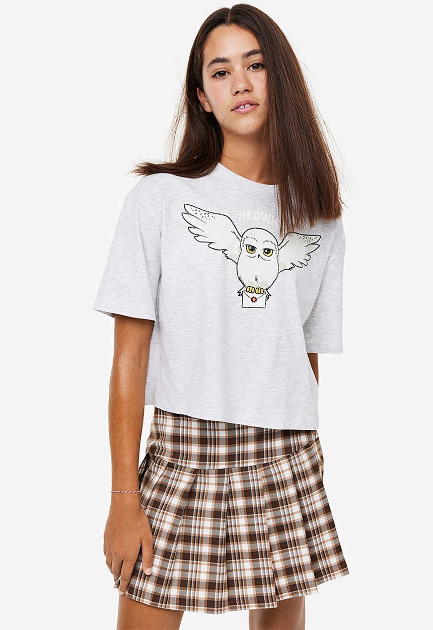 H&M - 2-pack printed t-shirts - grey & white