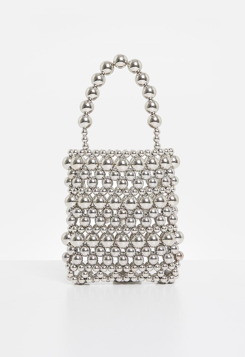 MILLA - Paige beaded crossbody bag - silver