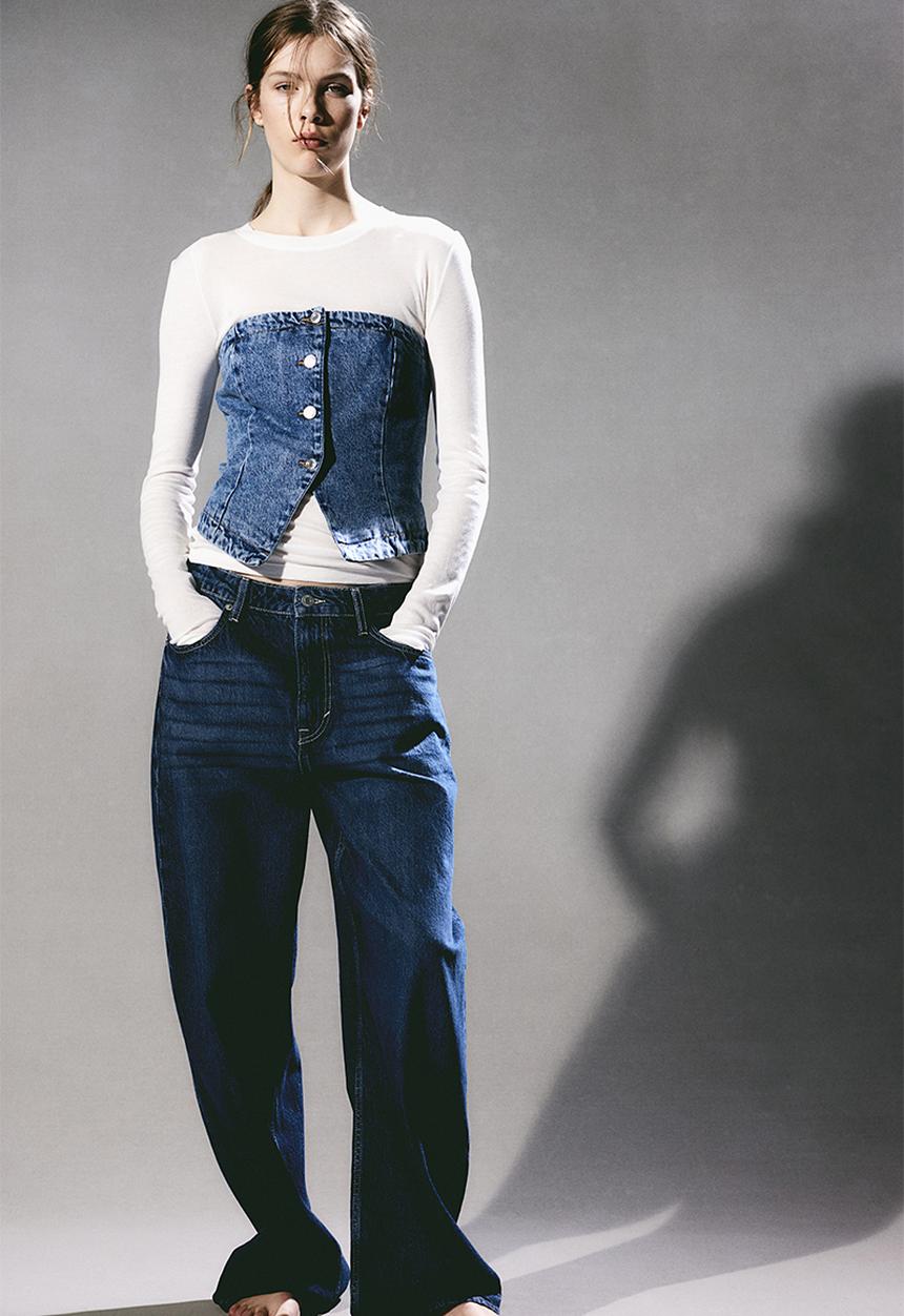 H&M - Baggy high jeans - blue