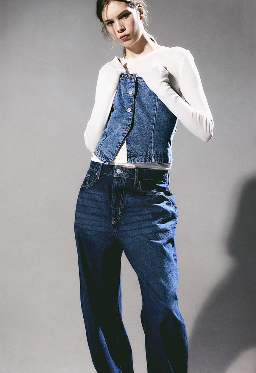 H&M - Baggy high jeans - blue