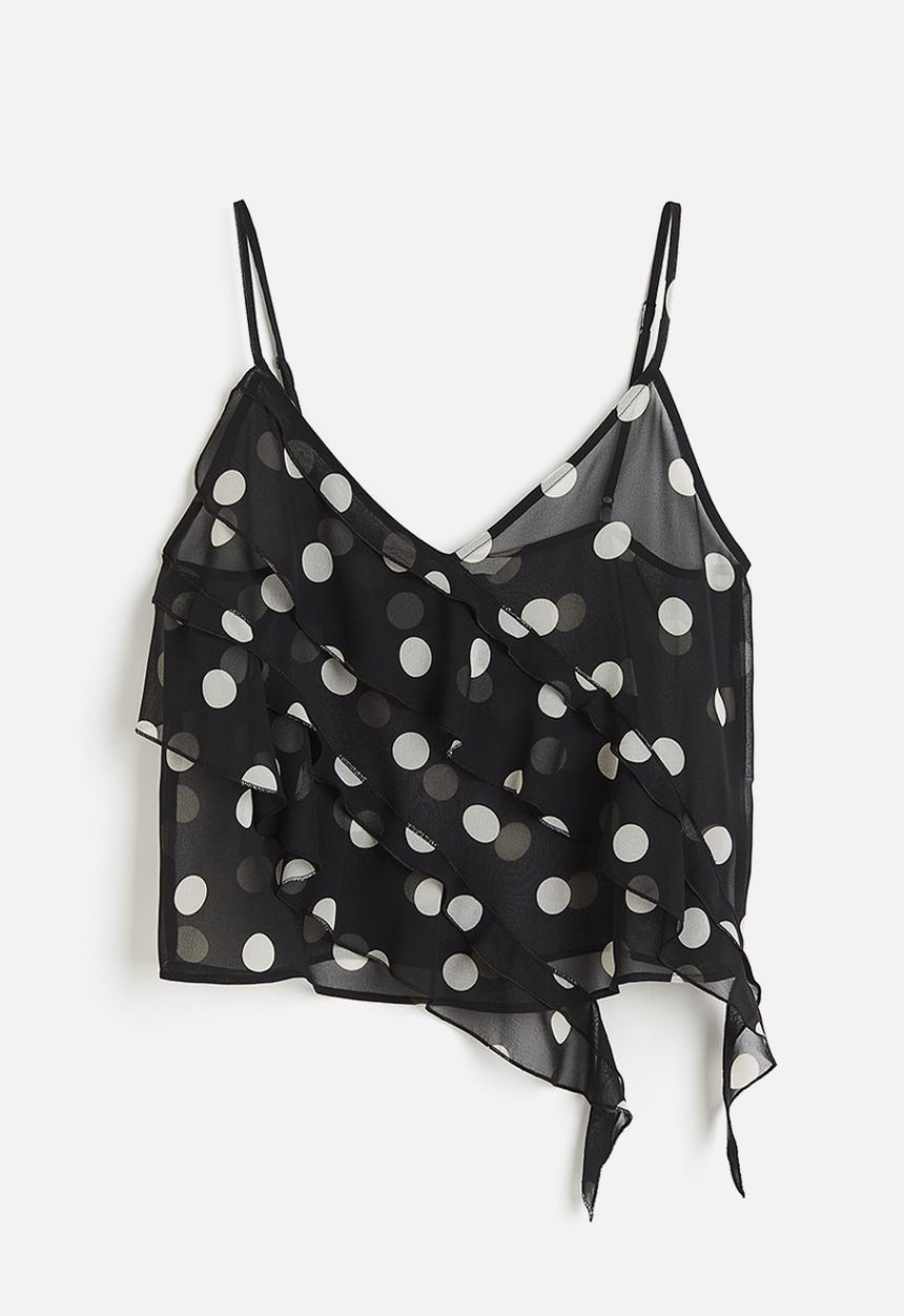 H&M - Flounce-trimmed strappy top - black