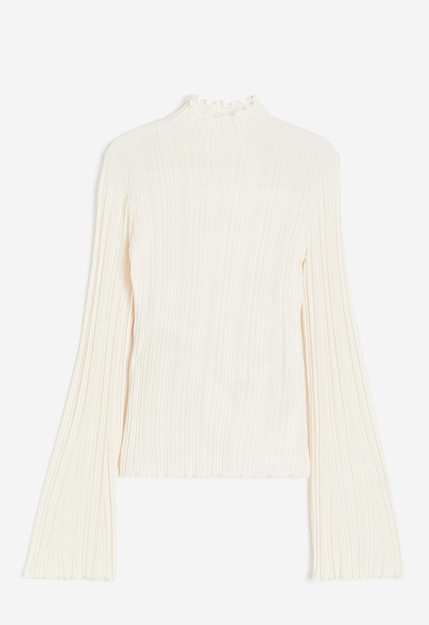 H&M - Rib-knit turtleneck top - white