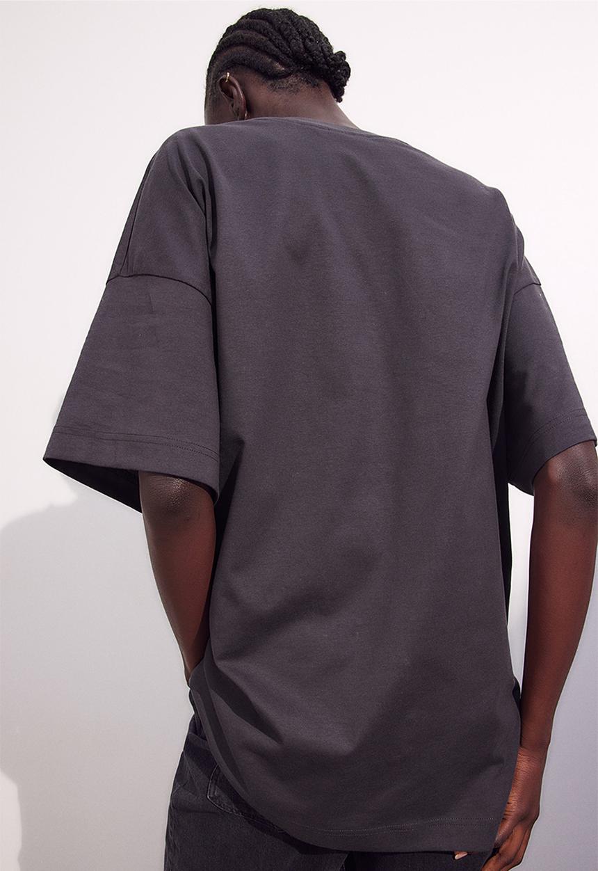 H&M - Long printed t-shirt - grey