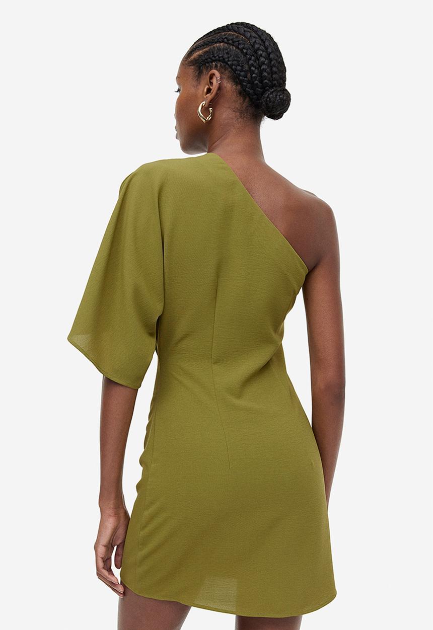 H&M - Draped one-shoulder dress - green