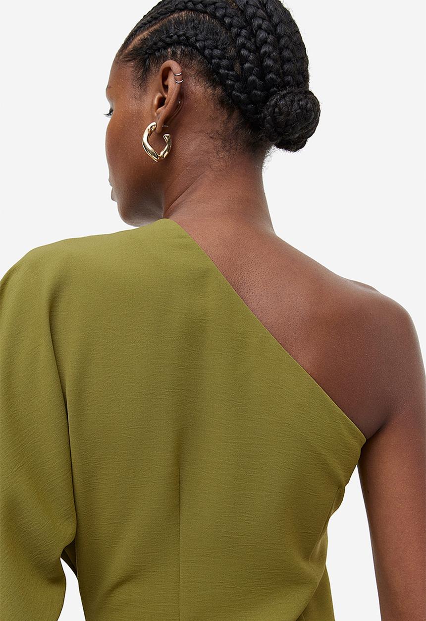 H&M - Draped one-shoulder dress - green