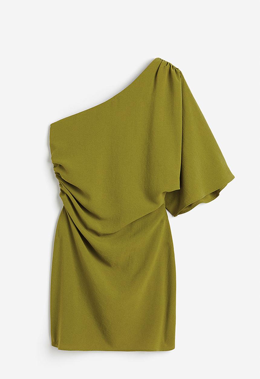 H&M - Draped one-shoulder dress - green