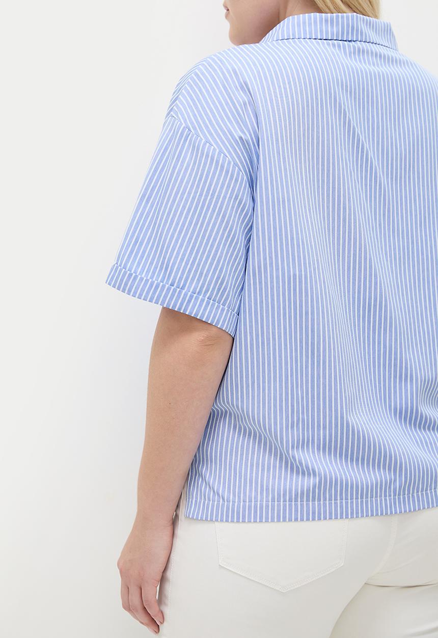 Me&B - Plus rivier collar essential shirt - blue & white 