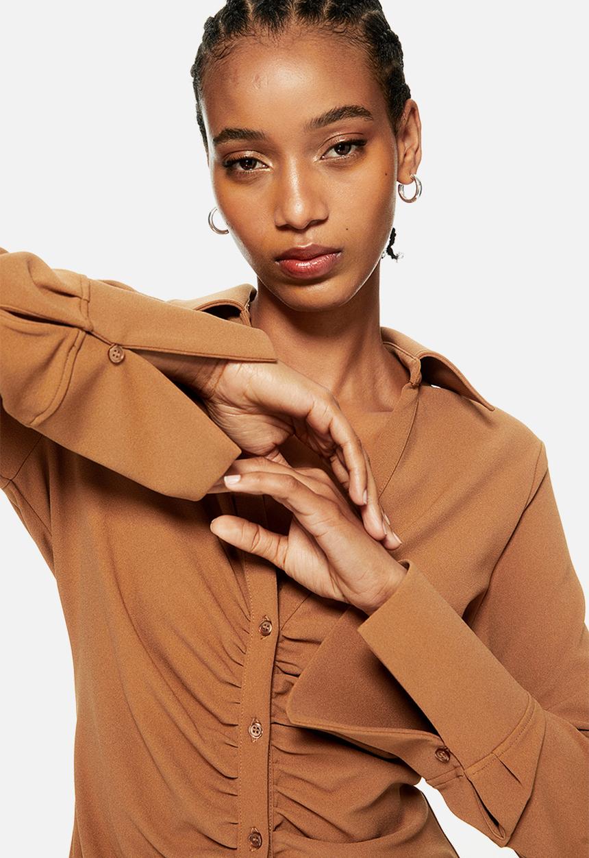 H&M - Draped shirt dress - beige