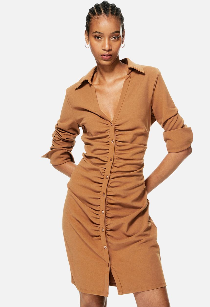 H&M - Draped shirt dress - beige