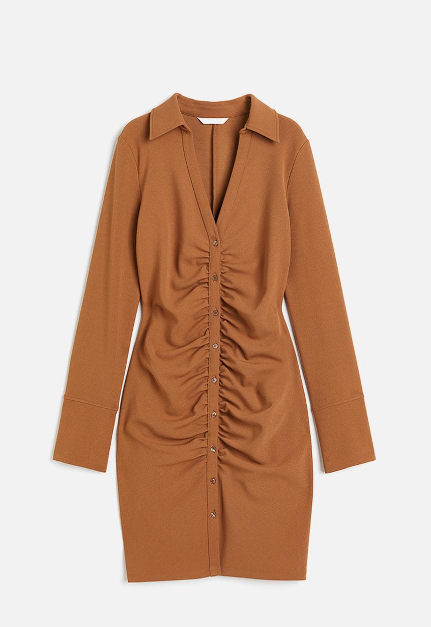 H&M - Draped shirt dress - beige