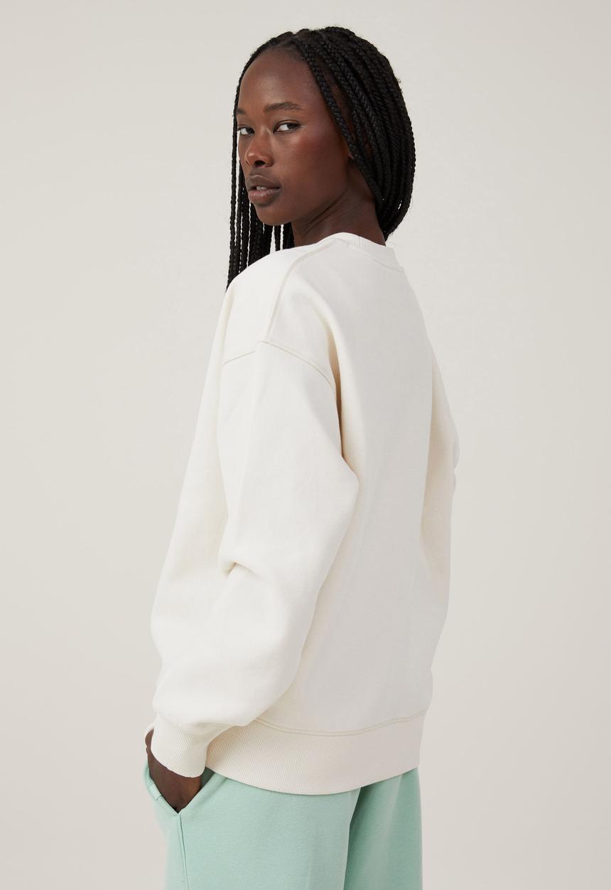 Cotton On - Plush Essential Crew Jumper - Coconut Milk