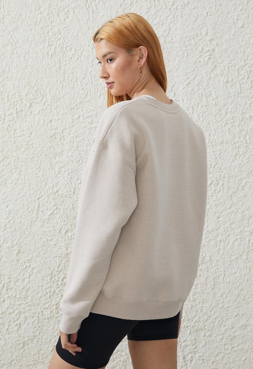 Cotton On - Plush Essential Crew Jumper - Sesame Marle