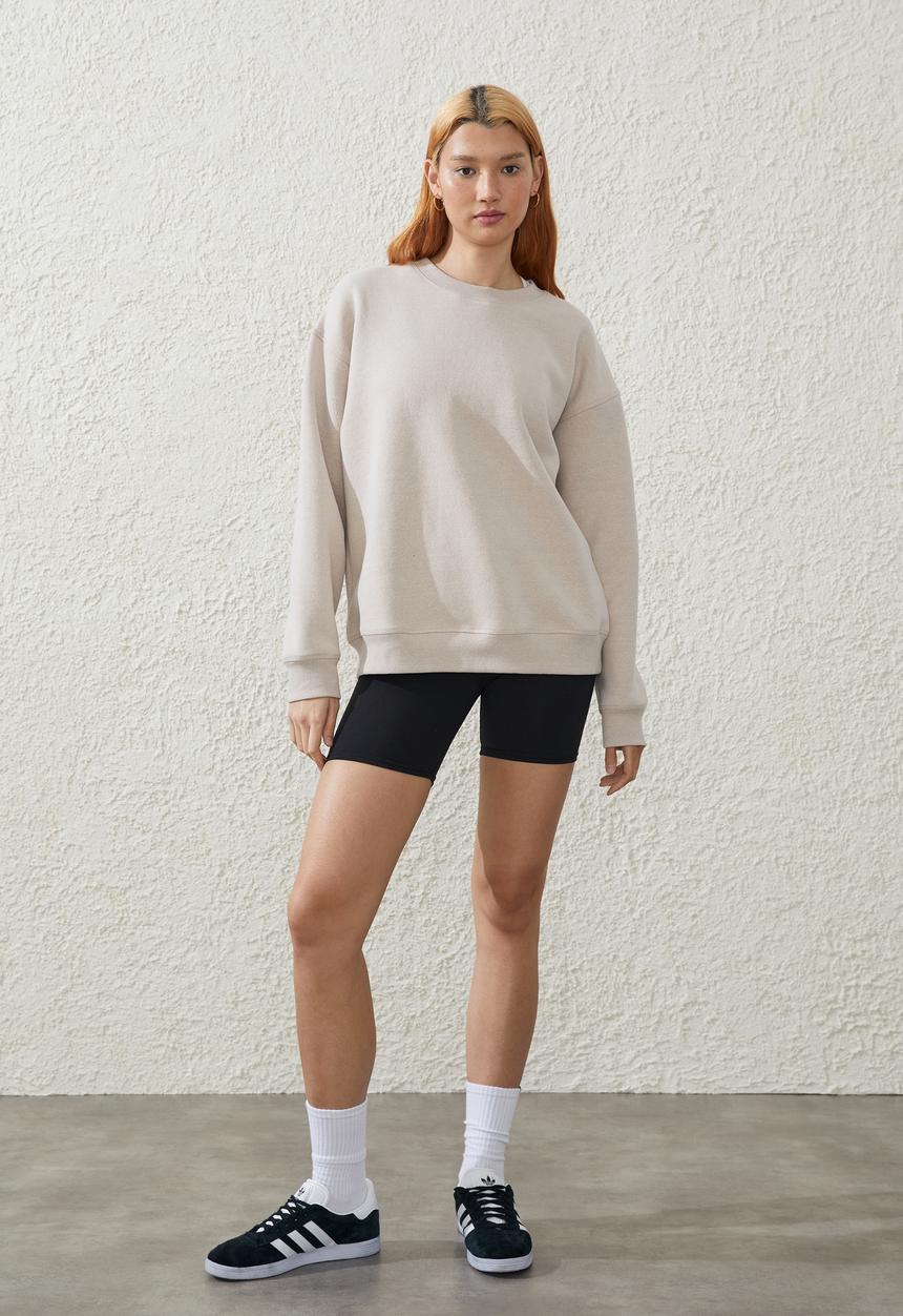 Cotton On - Plush Essential Crew Jumper - Sesame Marle