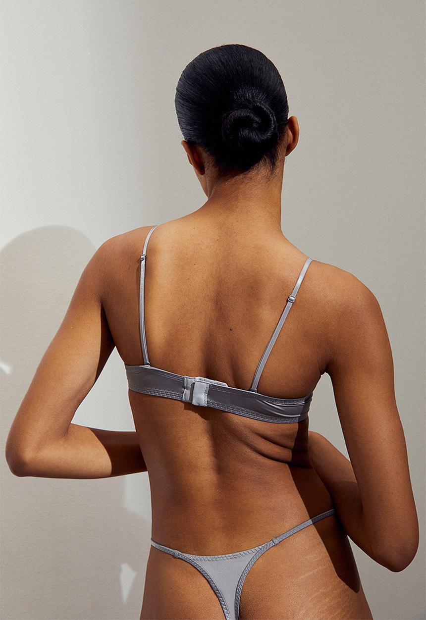 H&M - 2-pack satin thong briefs - grey & pink