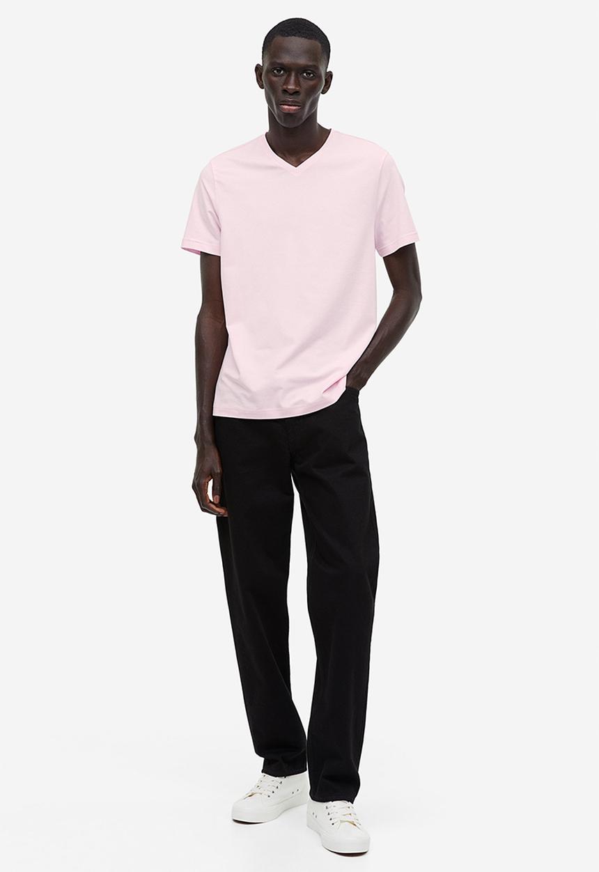 H&M - Slim fit v-neck T-shirt - pink