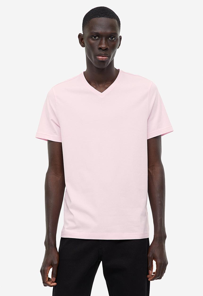 H&M - Slim fit v-neck T-shirt - pink