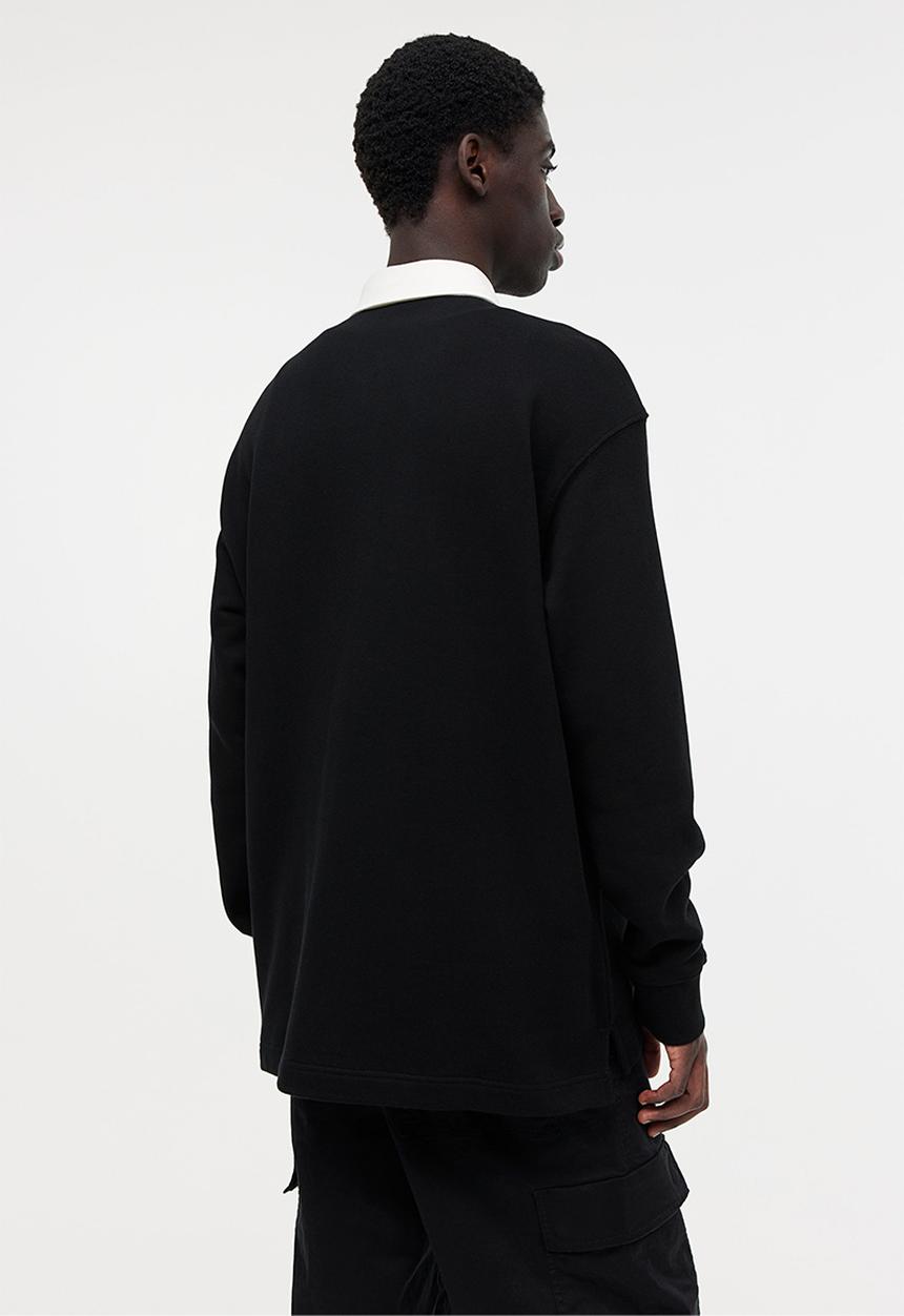 H&M - Relaxed fit printed polo shirt - black
