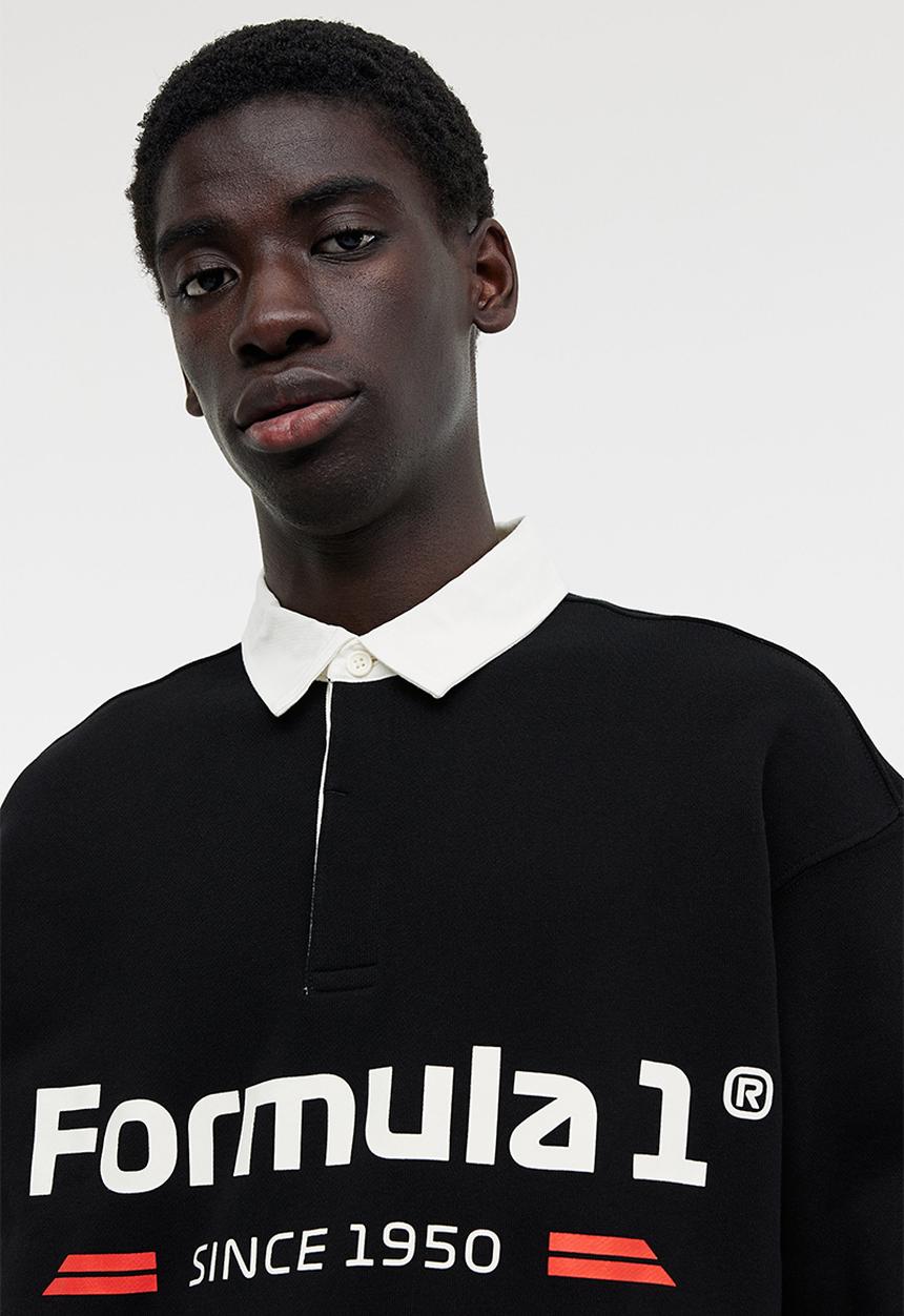 H&M - Relaxed fit printed polo shirt - black