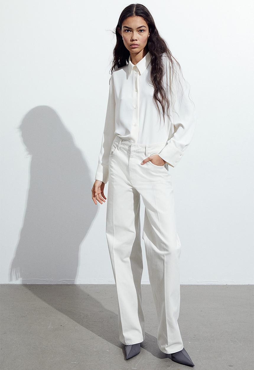 H&M - Pointed-collar shirt - cream