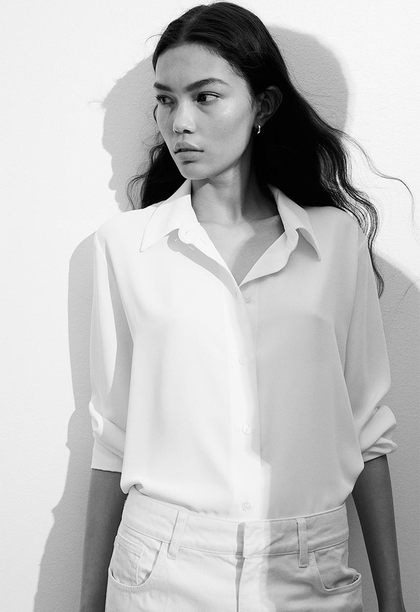 H&M - Pointed-collar shirt - cream