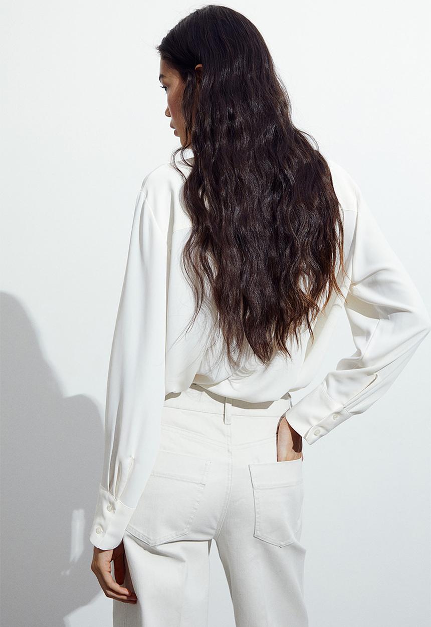H&M - Pointed-collar shirt - cream
