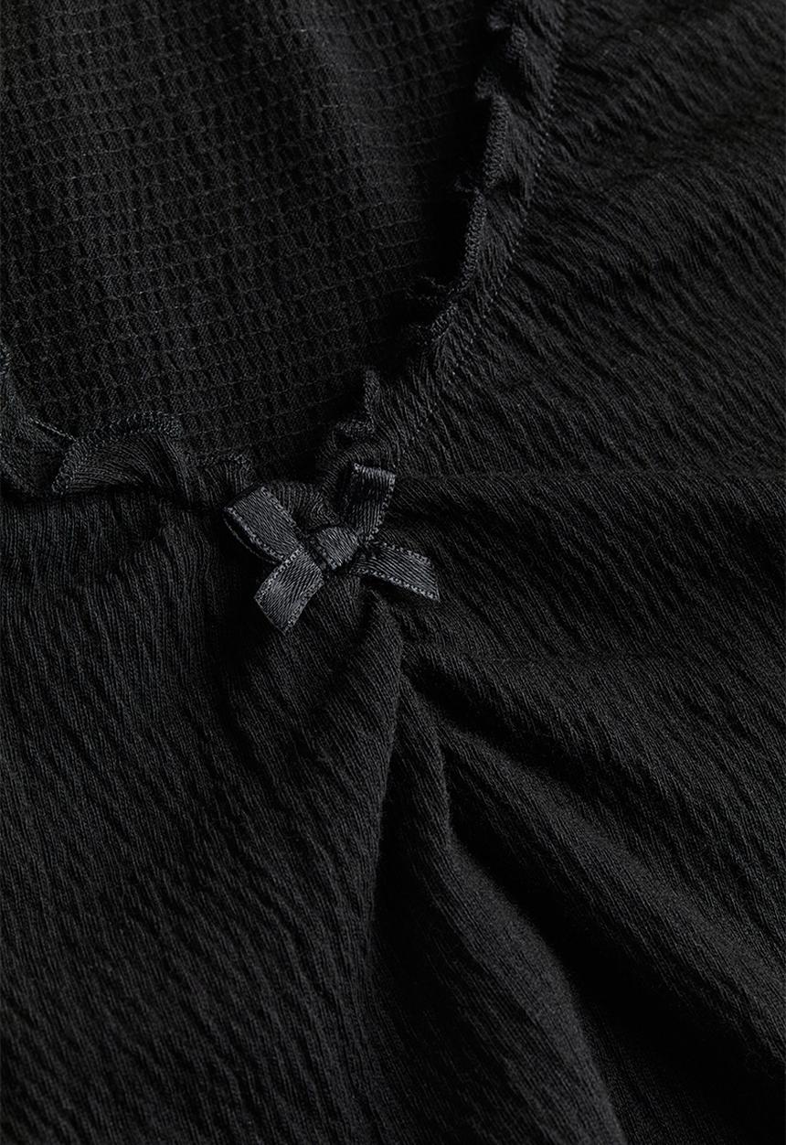 H&M - Crinkled jersey top - black