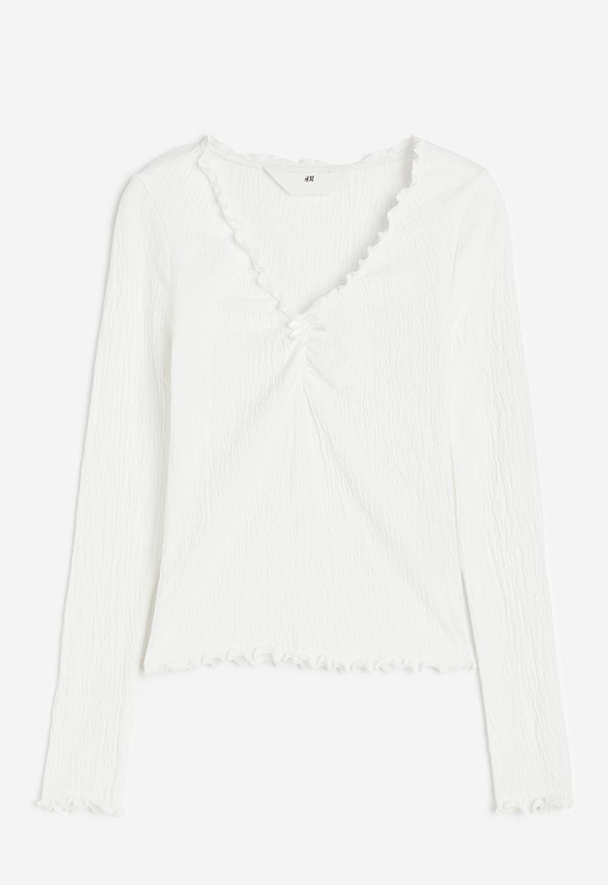 H&M - Crinkled jersey top - white