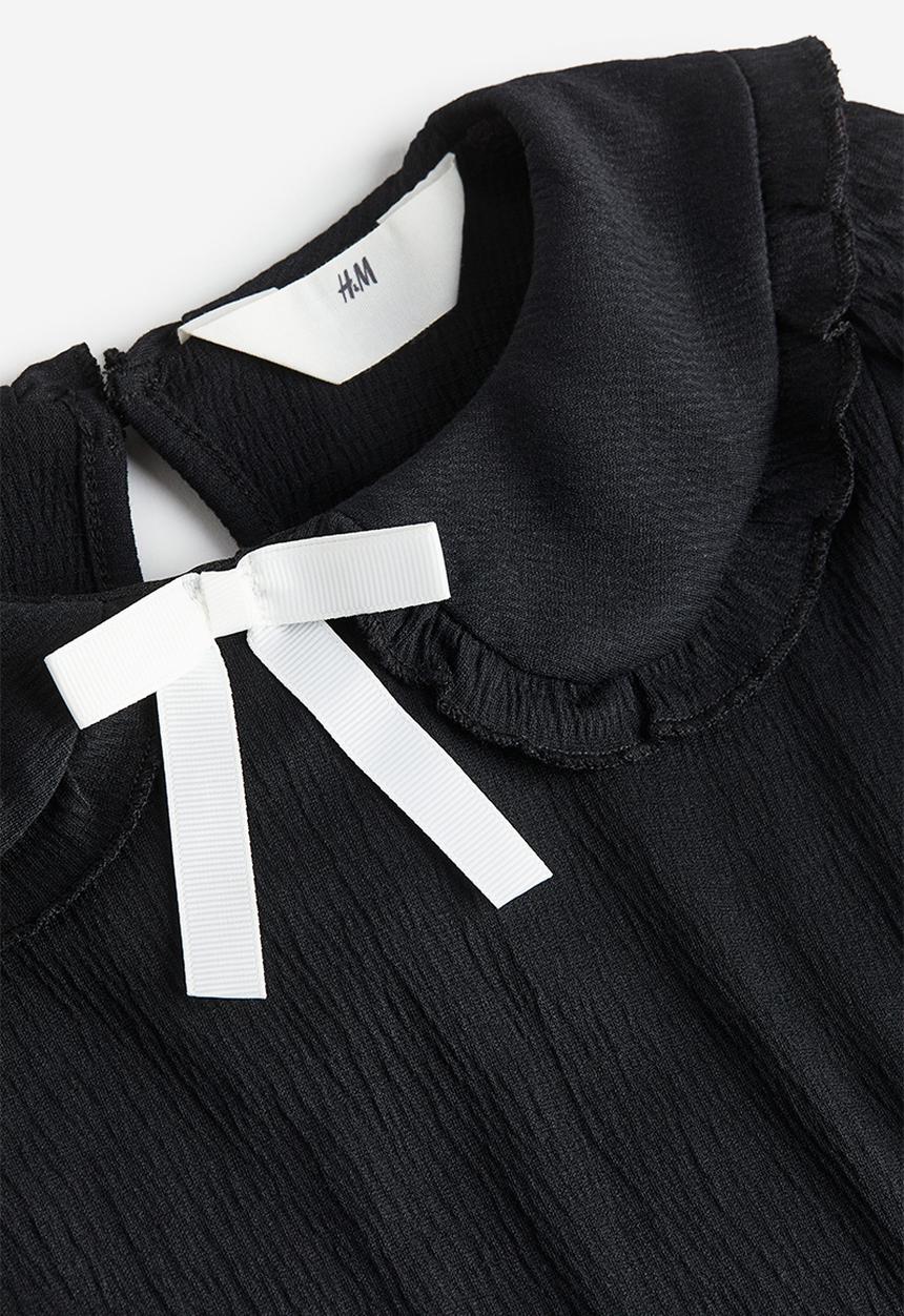 H&M - Collared jersey top - black