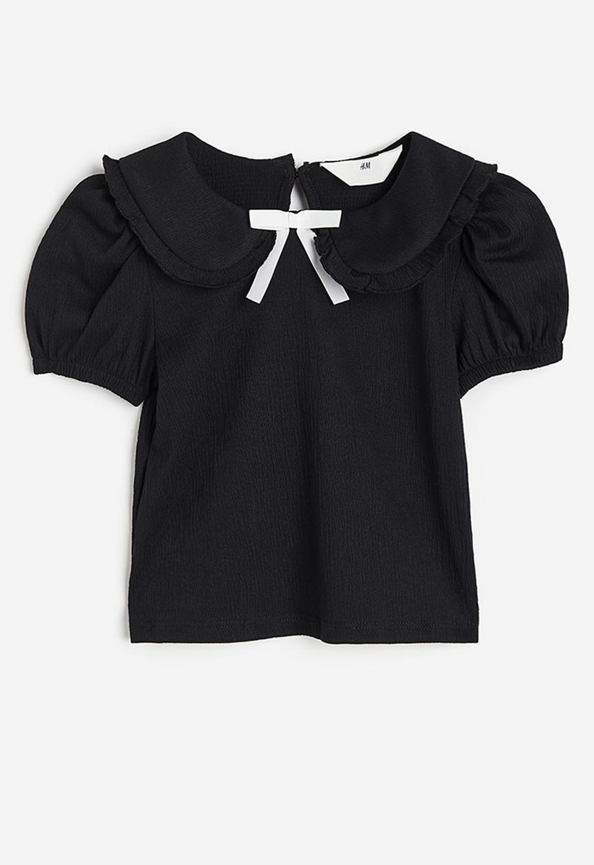 H&M - Collared jersey top - black