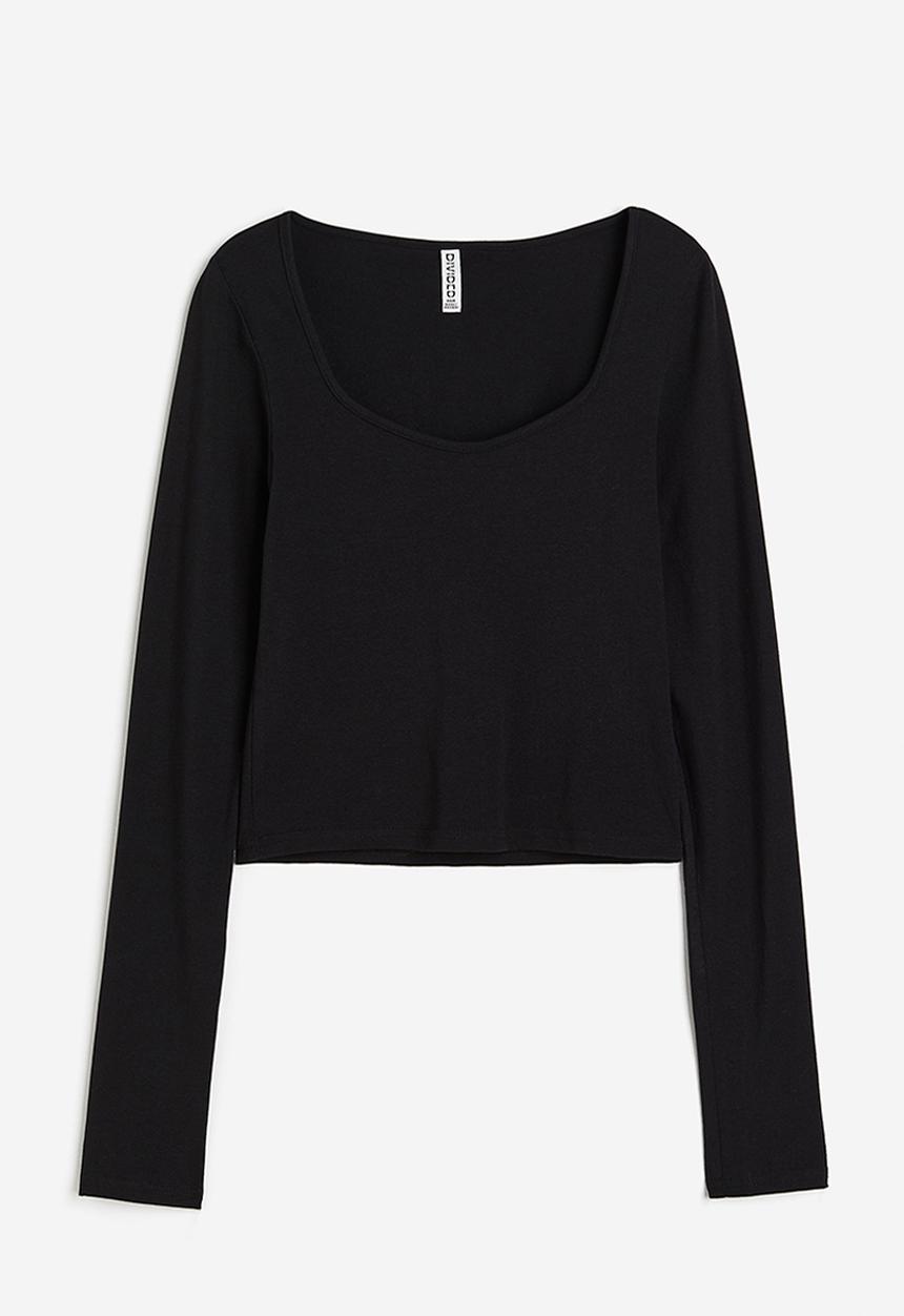 H&M - Long-sleeved jersey top - black