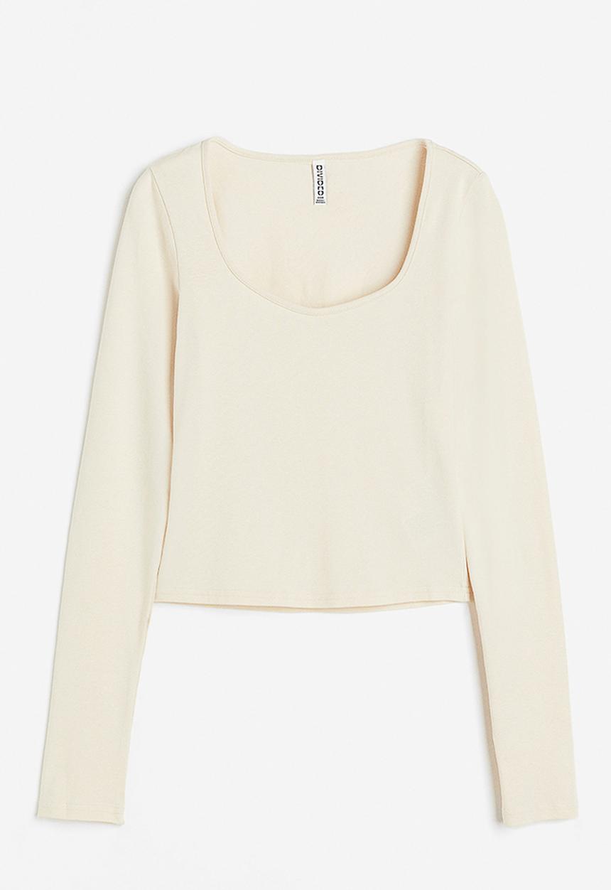 H&M - Long-sleeved jersey top - beige
