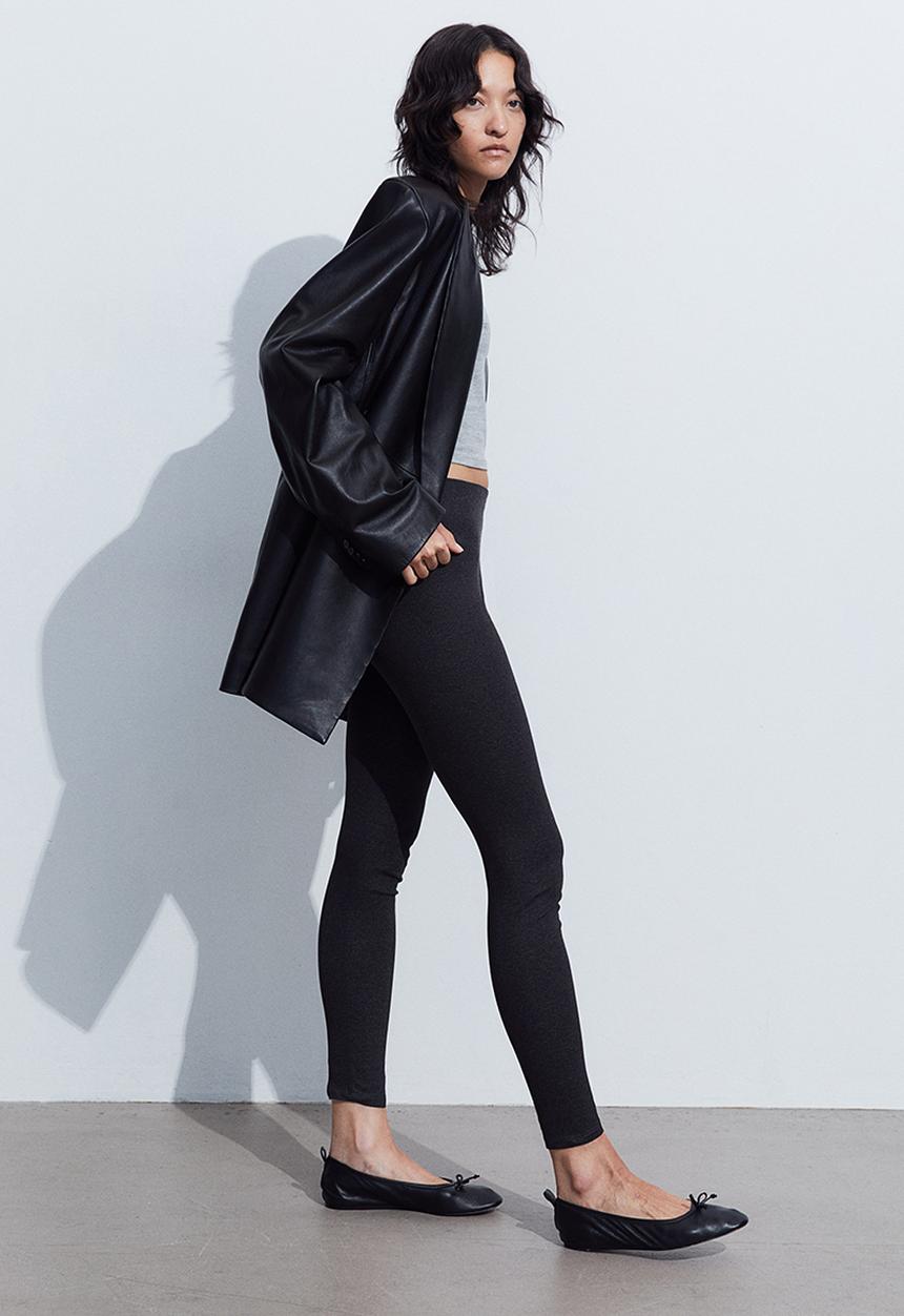 H&M - Ribbed leggings - grey