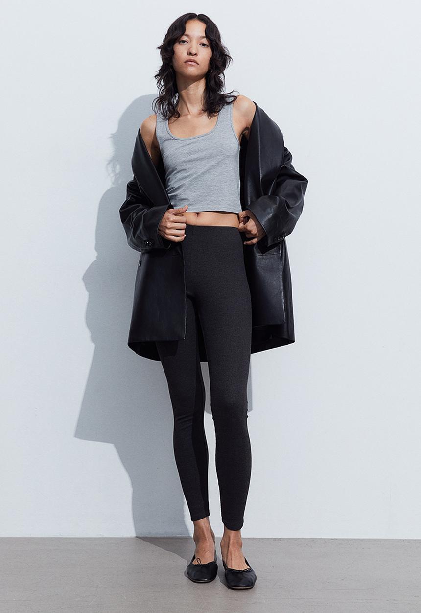 H&M - Ribbed leggings - grey