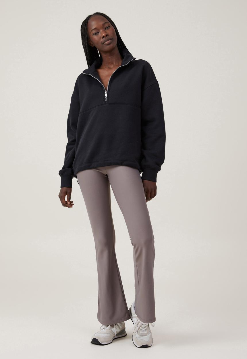 Cotton On - Plush Essential Half Zip Jumper - Black