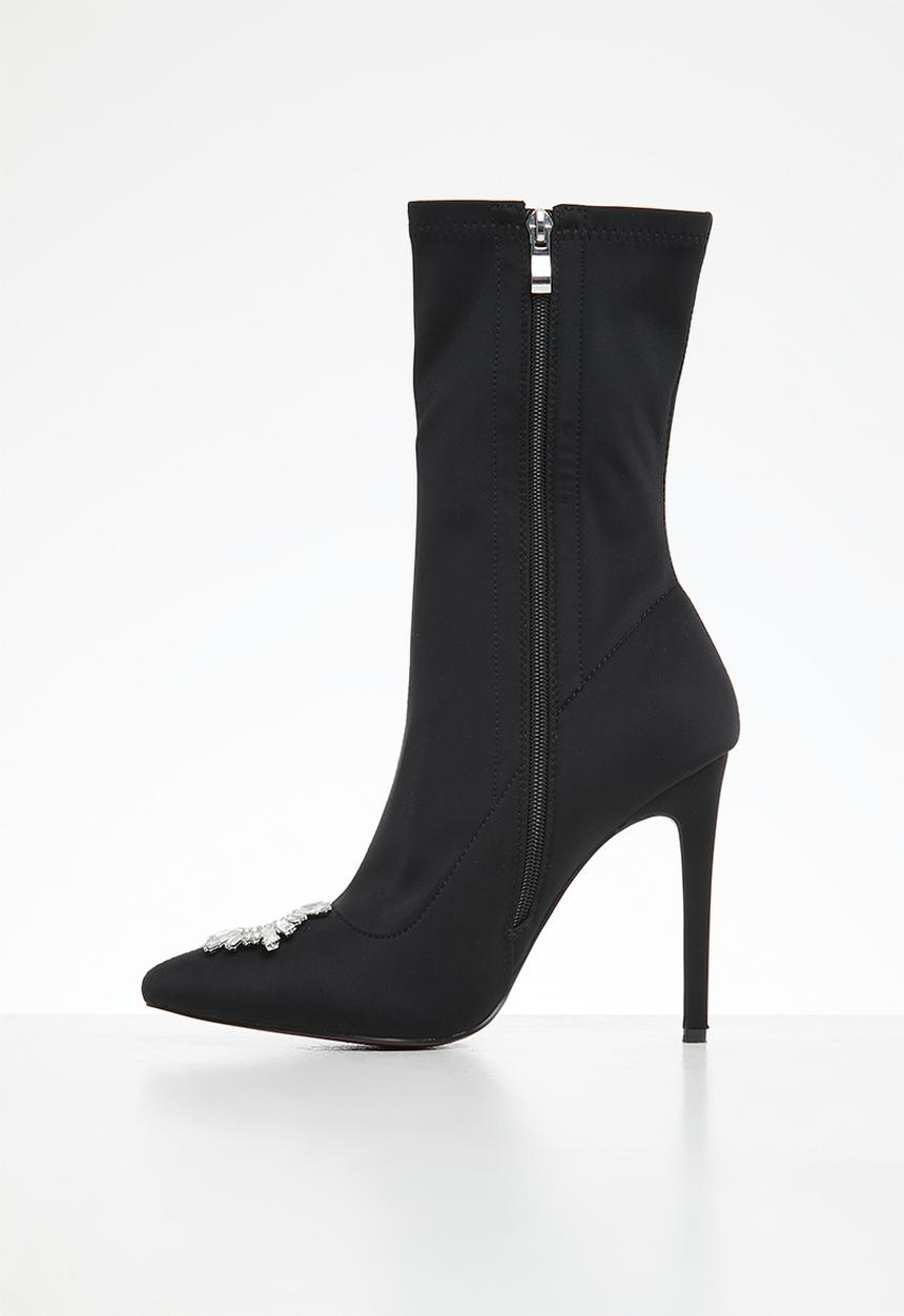 Plum - Molly stiletto sock boot - black
